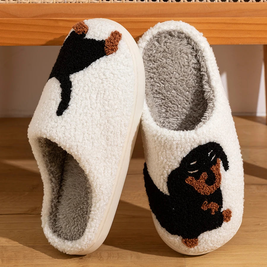 Cartoon Cute and Interesting Dachshund Dog Women Slippers Indoor Warm Comfort