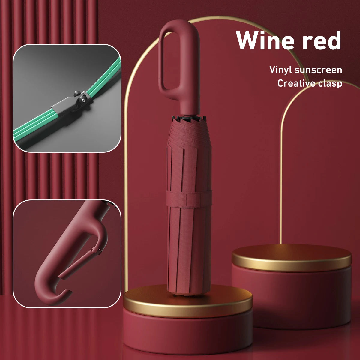 Handle Fully Automatic Folding Umbrella with Buckle, Easy to Carry Larger