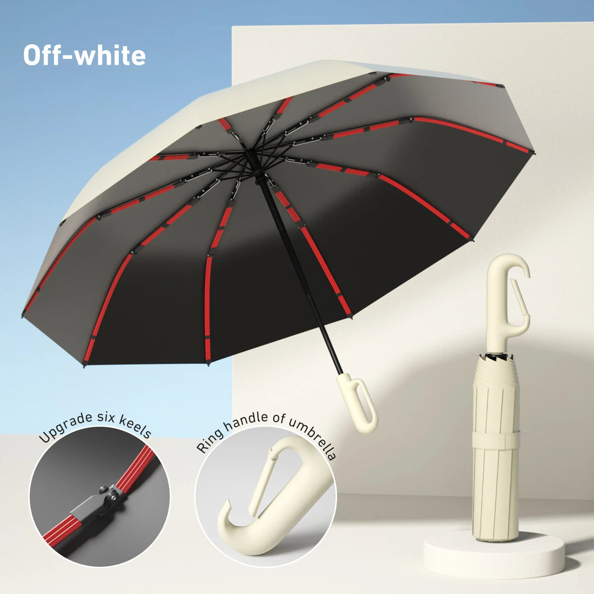 Handle Fully Automatic Folding Umbrella with Buckle, Easy to Carry Larger