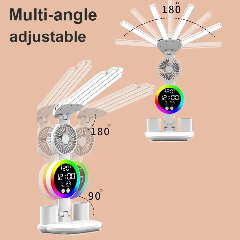 Smart LED Desk Lampe with fan & Clock -study & Office Light