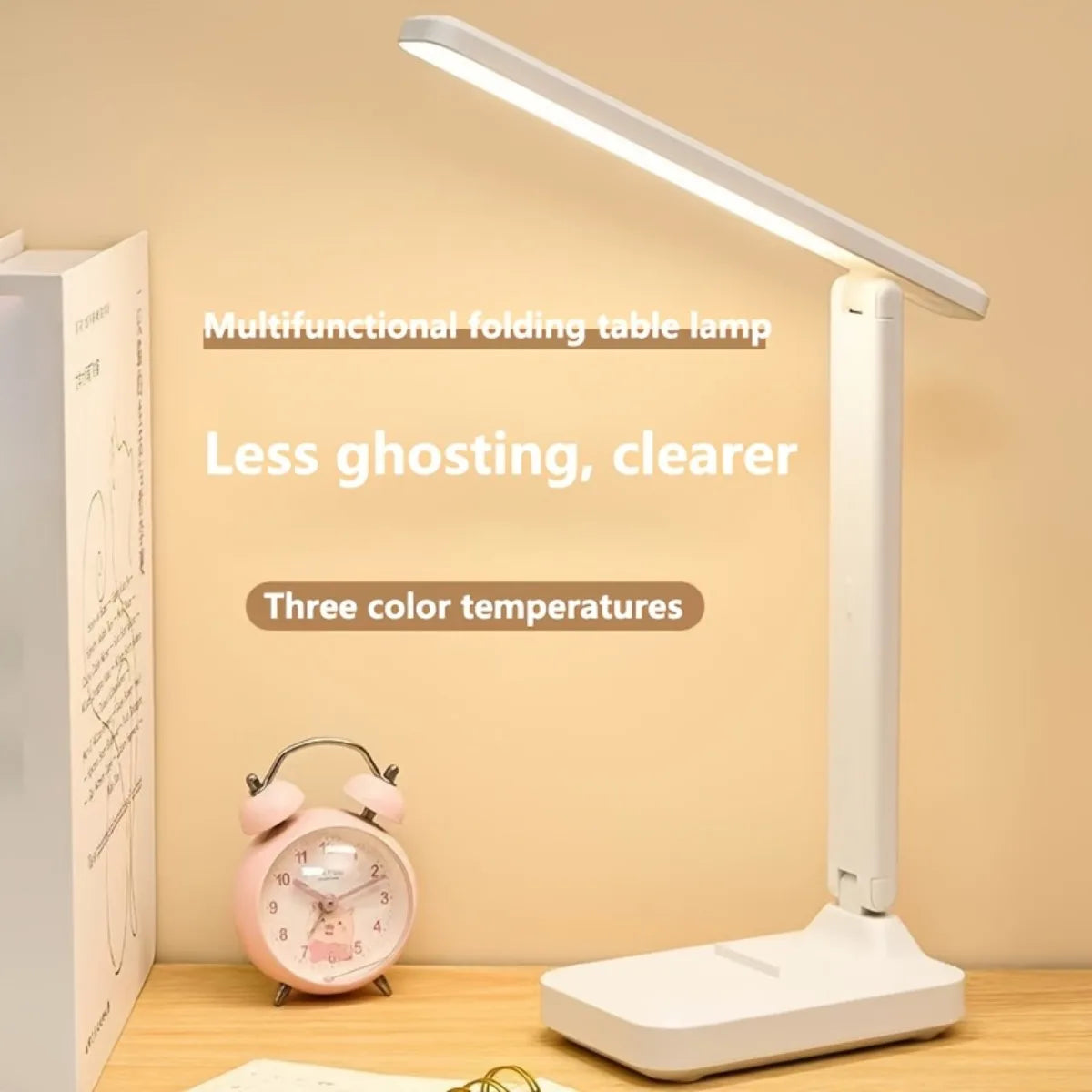 LED foldable desk lamp, three-color temperature, suitable for reading, office and bedroom