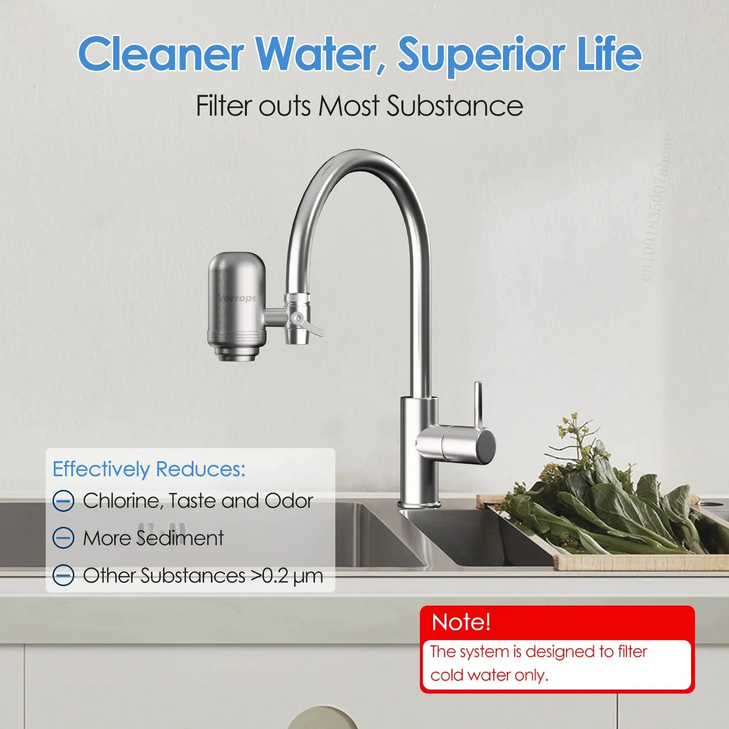 Stainless Steel Faucet Tap Water Filter, Chlorine & Bad Taste Kitchen