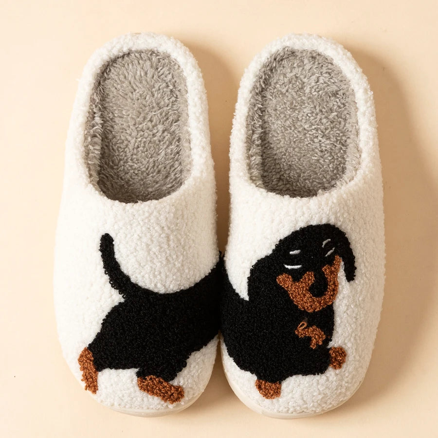 Cartoon Cute and Interesting Dachshund Dog Women Slippers Indoor Warm Comfort