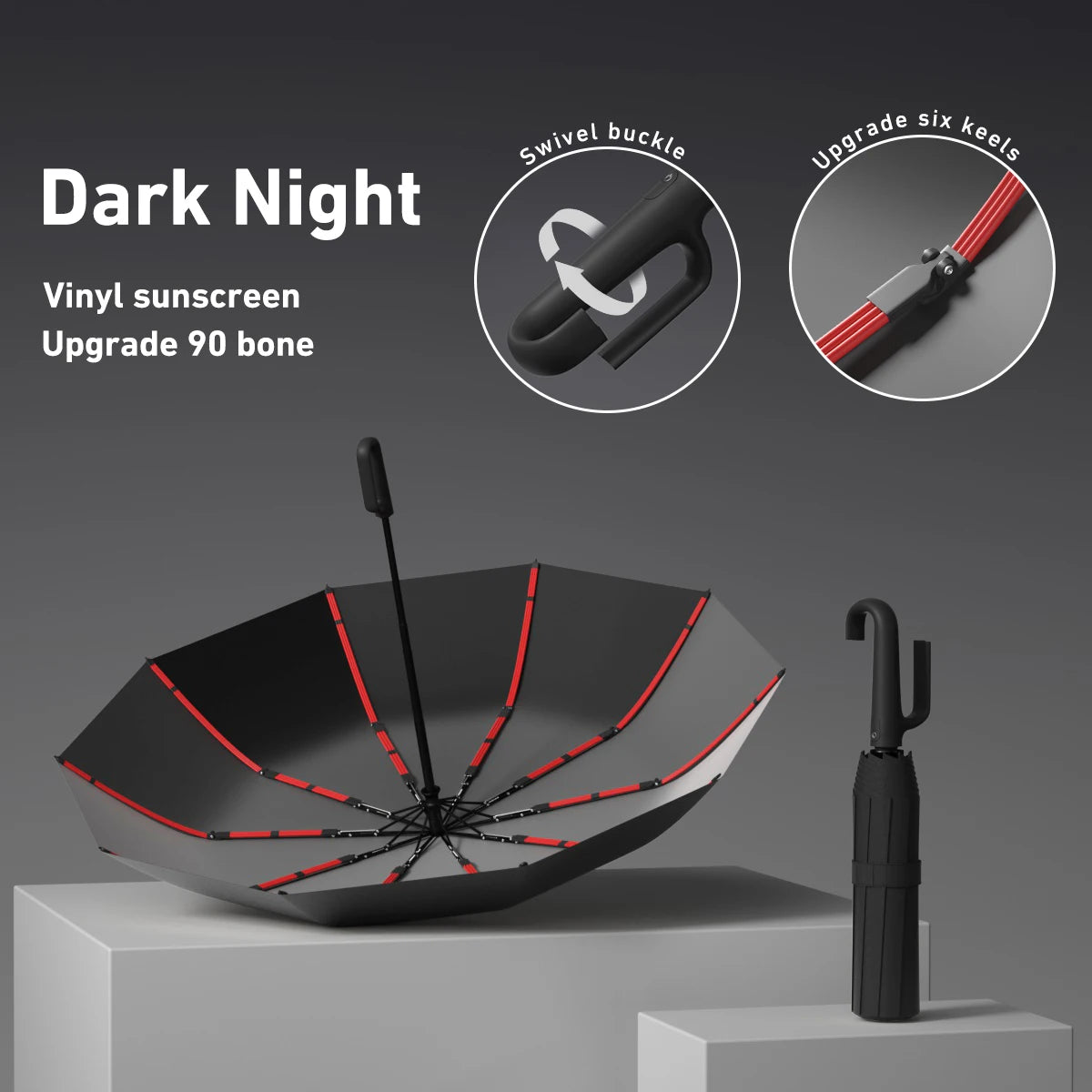 Handle Fully Automatic Folding Umbrella with Buckle, Easy to Carry Larger