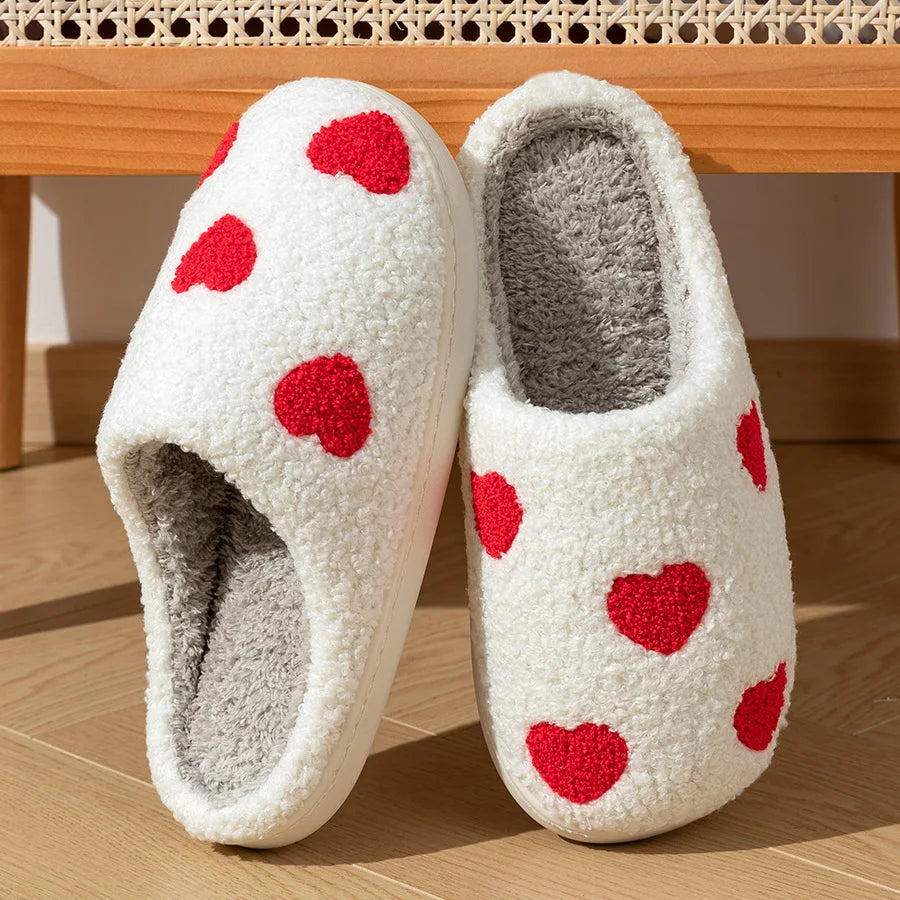 Cute House Slippers Women Winter Home Little Heart Love