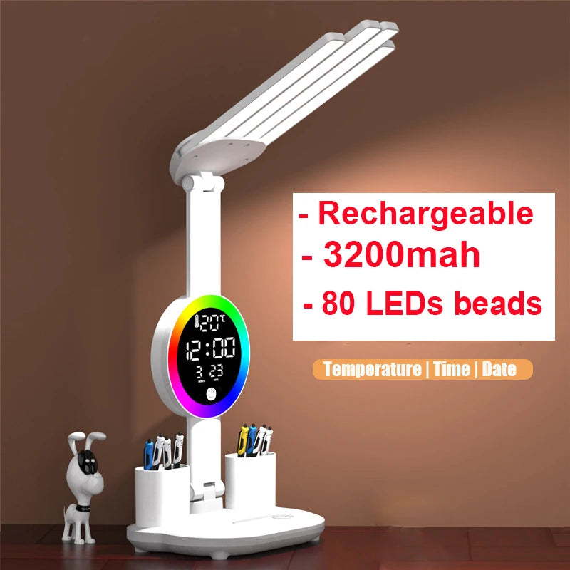 Smart LED Desk Lampe with fan & Clock -study & Office Light