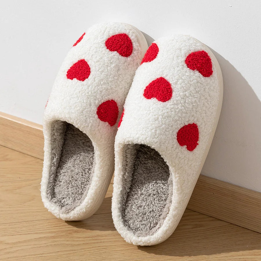 Cute House Slippers Women Winter Home Little Heart Love