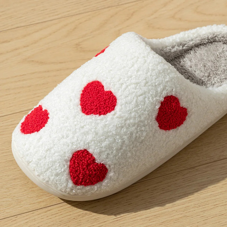 Cute House Slippers Women Winter Home Little Heart Love