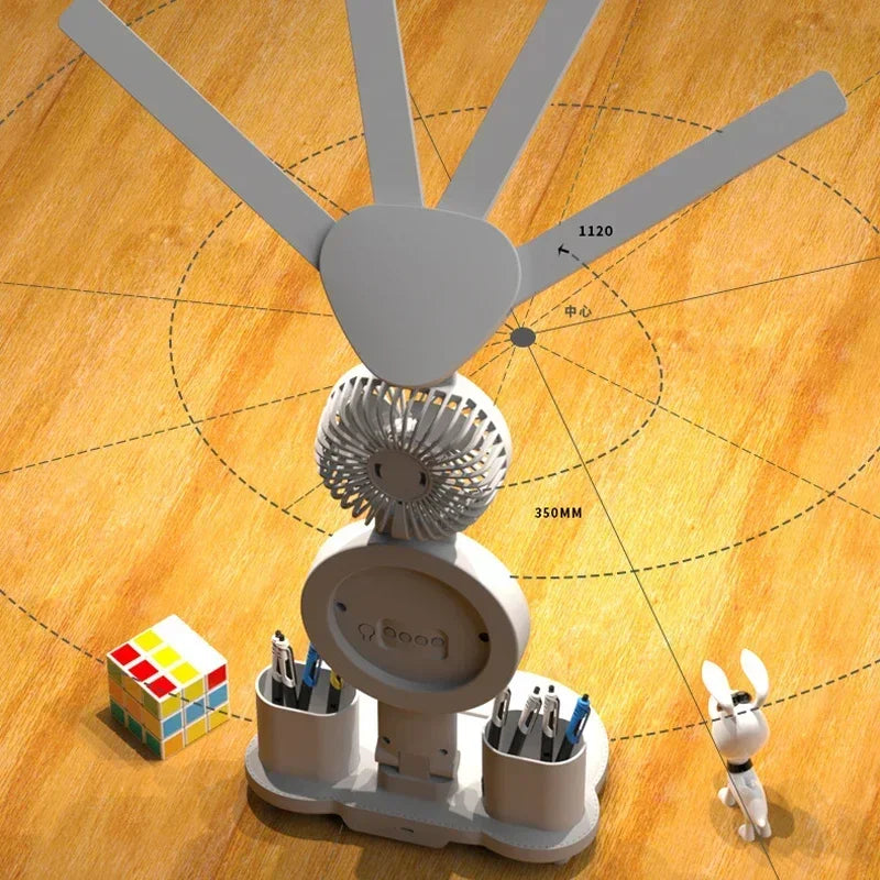 Smart LED Desk Lampe with fan & Clock -study & Office Light