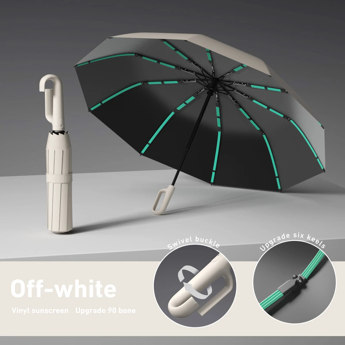 Handle Fully Automatic Folding Umbrella with Buckle, Easy to Carry Larger
