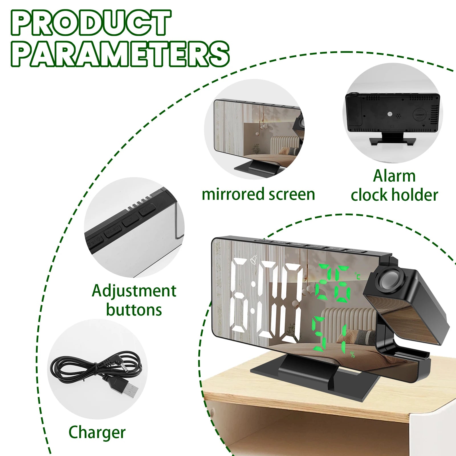 Smart LEDProjection Alarm Clock